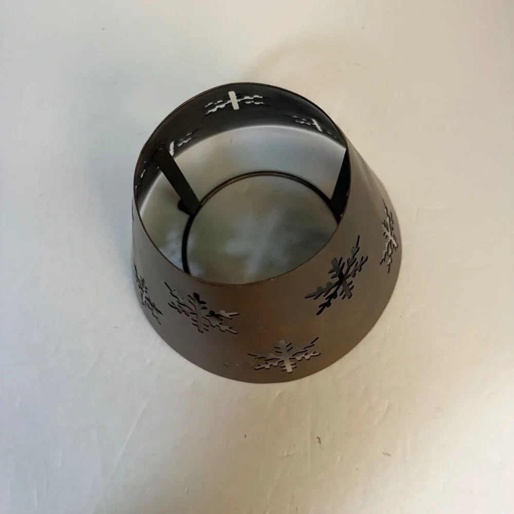 Copper Snowflake Metal Candle Jar Topper Holiday Winter Decor Large Jar Shade